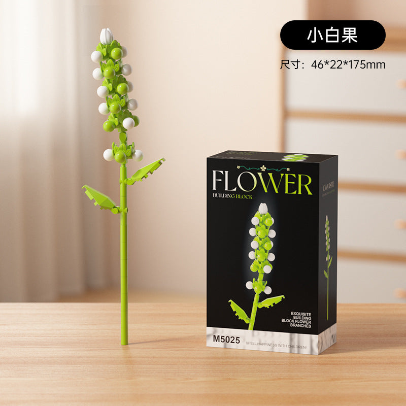 artificial bouquet single preserved flower desktop decoration toy rose flower assemble building block insert toy