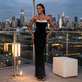 C7773 cross-border  new women's sexy bandeau dress with hotfix rhinestones, high-end light luxury socialite banquet evening gown