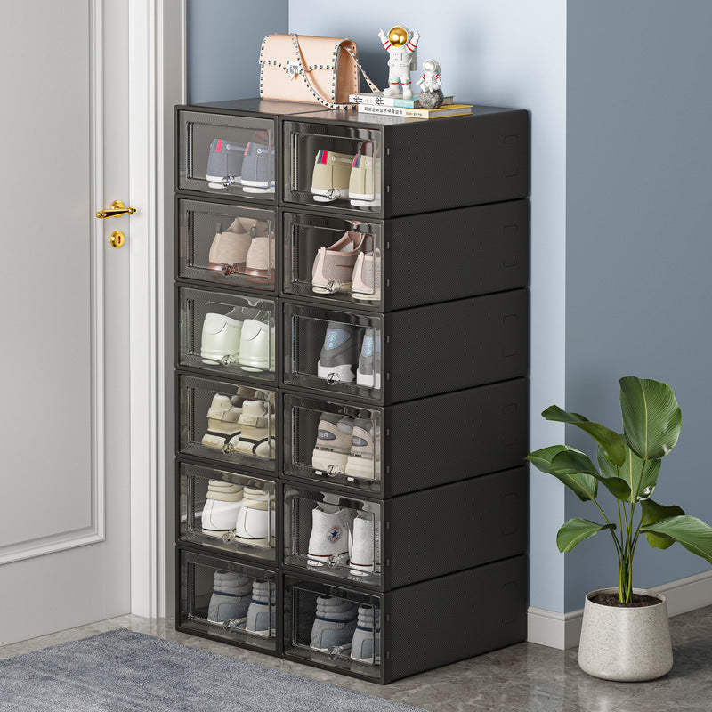 Folding shoe box household door shoe rack shoe storage box drawer type transparent shoe cabinet storage box saves space