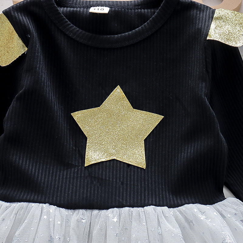 Korean style summer new five-star girl's dress chiffon children's dress princess dress - direct from the children's wear manufacturer