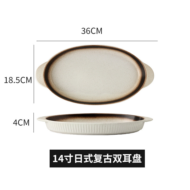 Large-capacity fish plate ceramic plate steamed fish plate creative for home fish plate special pepper fish head soup plate vegetable plate