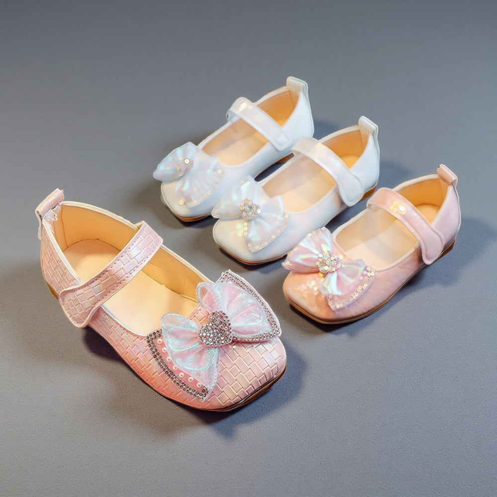 Preppy stylekidsflats square toe springnew arrivalk-style big bowsgirl princess shoes children's leather shoes