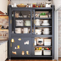 Kitchen storage rack multi-layer floor-standing storage sideboard sliding door dust-proof cabinet multi-functional storage cabinet bowl cabinet