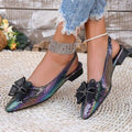 summer new arrival: open-toe pointed-toe flat sandals with bow and rhinestone detail – women's fairycore style