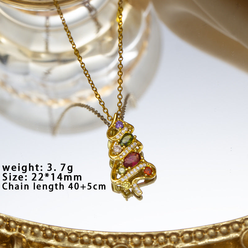 【titanium steel】christmas european and american santa claus reindeer snowman bell necklace - creative design, versatile necklace