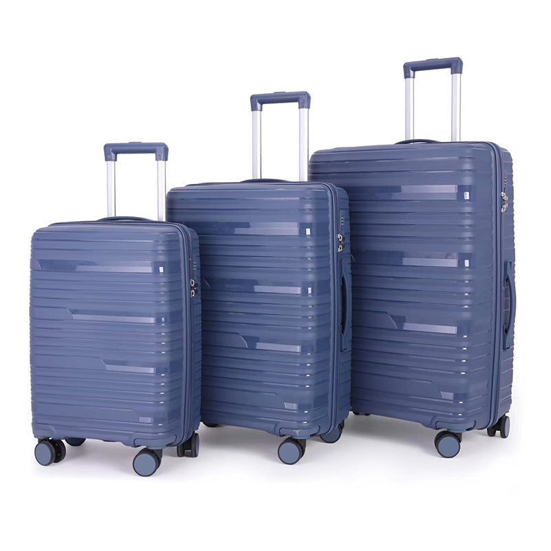PP zipper box  set three sets of four trolley case sinking handle sinking lock color scheme explosion-proof rag factory wholesale