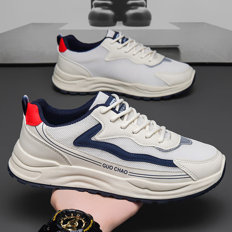 Men's shoes 2026 summer mesh breathable youth casual sneakers men's versatile chunky sole height increasing dad shoes trendy footwear