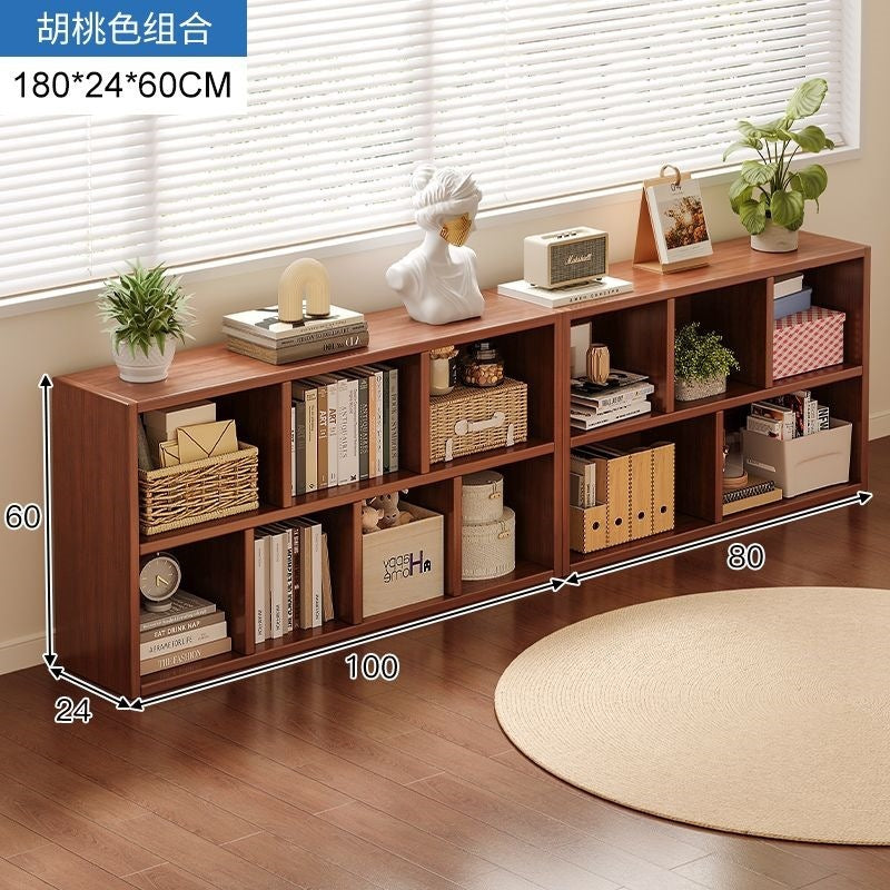 Bookshelf storage rack simple floor-standing wall-mounted storage cabinet rental house multi-layer living room for home bedroom small bookcase