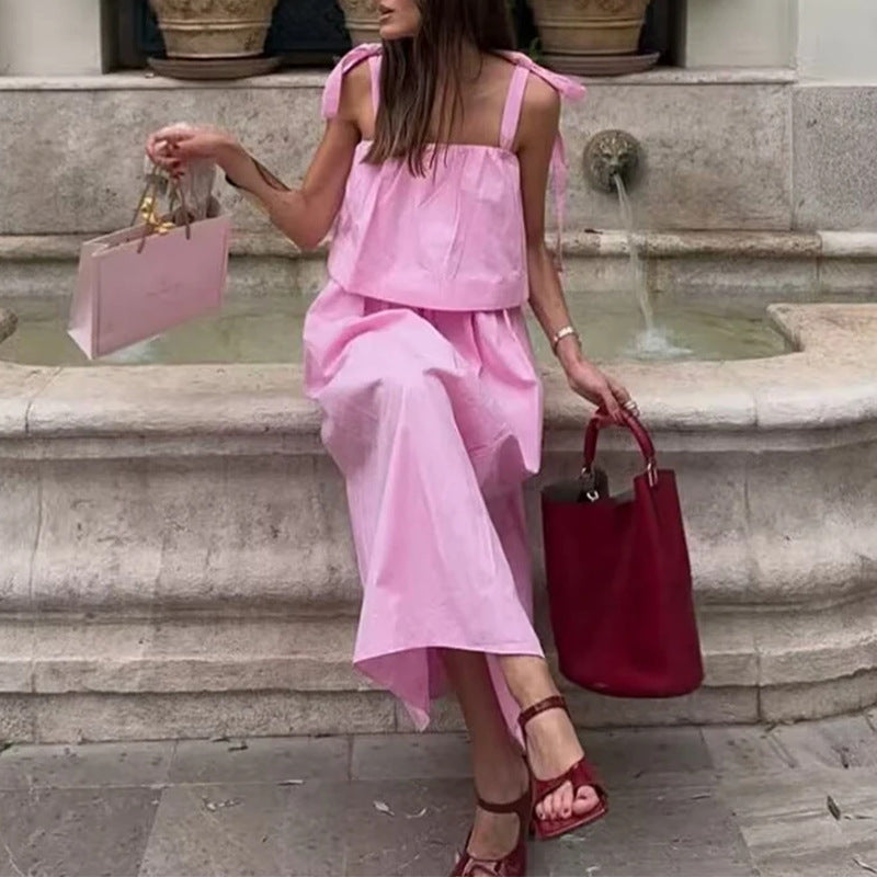 european and american export women's clothing: new cross-border summer dresses for women - fashionable, sweet, slim-fit solid color dresses