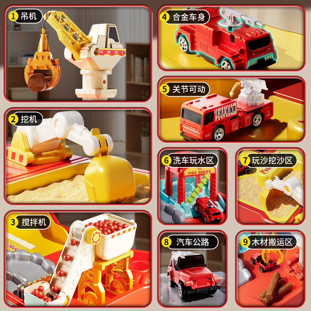 New children's construction vehicle sand table - authentic fire rescue adventure, puzzle game, boy's parent-child toy, birthday gift