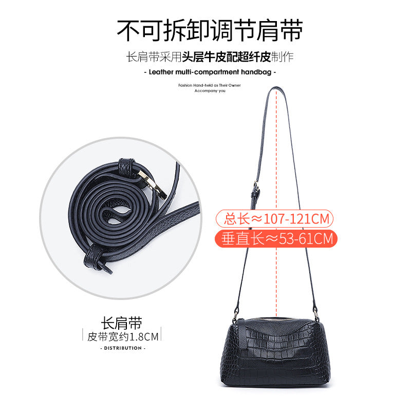 Casual trend leather women's messenger bag 2025 new versatile women's backpack crocodile pattern first layer cowhide shoulder bag