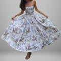 cross-border e-commerce women's fashion: european and american summer new arrivals - french style floral print square neck slip dress