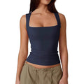 2025 european and american style amazon streetwear hot girl fashion square neck basic slim-fit sleeveless tank top women's undershirt
