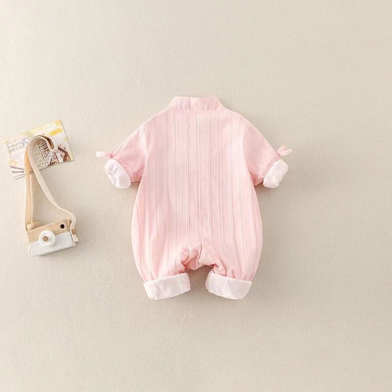 Baby spring autum chinese style outing clothes new newborn long sleeves rompers baby girl long sleeves outing one-piece