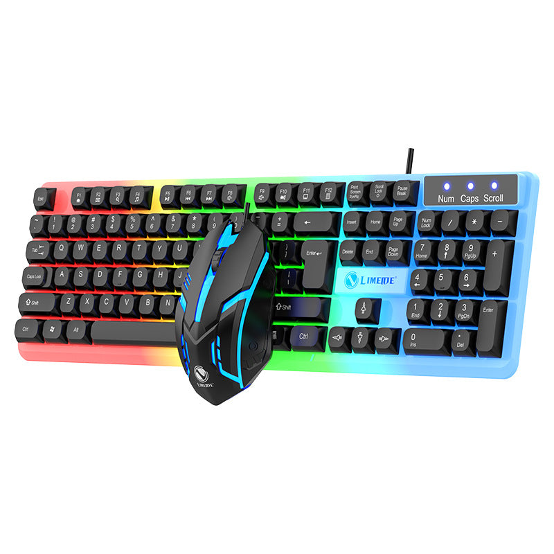 Limei gtx350 illuminated keyboard and mouse combo - floating keyboard, mechanical feel, esports gaming mouse and keyboard set