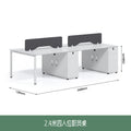 Customizable office desk and chair set - minimalist modern design for 4 or 6 workstations - office tables, employee screens, and booth seating