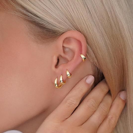 European and american cross-border hot-selling fashionable high-end minimalist geometric hoop earring set - trendy and unique earrings