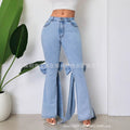 X spot-16065# cross-border european and american retro stereo bow tie slim fit medium stretch floor-length flared denim pants