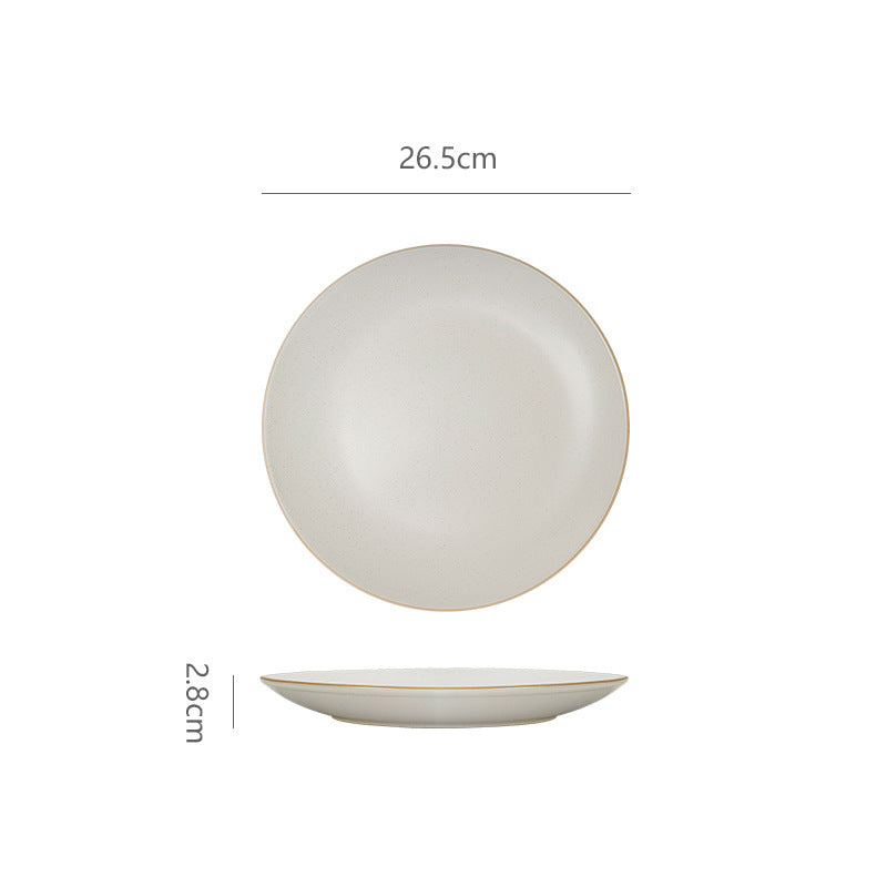 Minimalist creative stroked ceramic dinner plate - commercial western food flat plate for restaurant steak, pasta, and dessert service