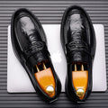 Business formal leather shoes for men live broadcast hand-grabbed pattern slip-on british style slip-on casual groom wedding suit shoes