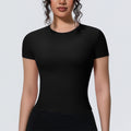 new arrival sports nude waist silm short-sleeved breathable yoga clothes t-shirt running training fitness tops for women