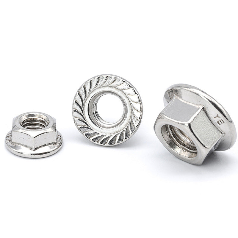 304/201/316 Stainless Steel Hexagonal Flange Nut Screw Flange Surface, Flange Nut Fastener Wholesale