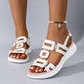 Fashionexportplus size double buckle flats slippers women's cross-border retrocasual lightweight beach sandals