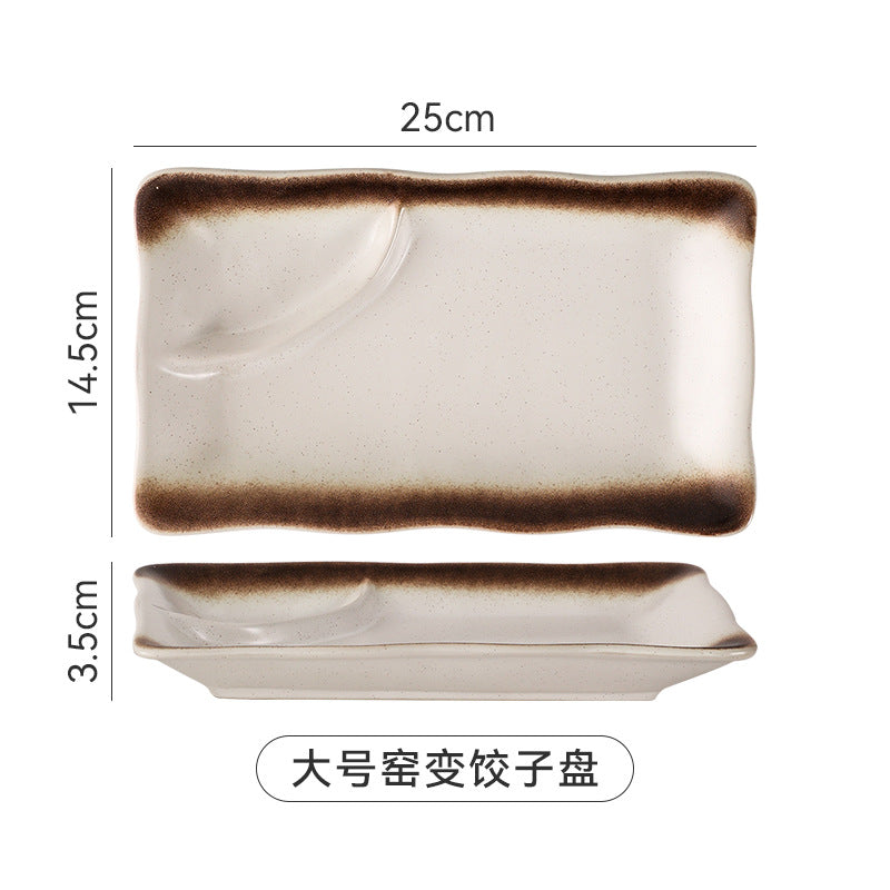 Sushi plate rectangular flat plate japanese ceramic tableware for homedumpling plate compartment plate creative western food plate dessert plate