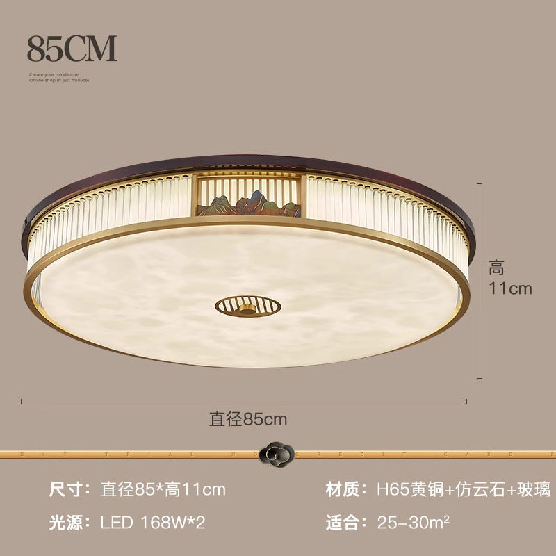 [Jiangshan] 2024 high-end new Chinese ceiling lamp, marble living room lamp zen square bedroom Chinese style