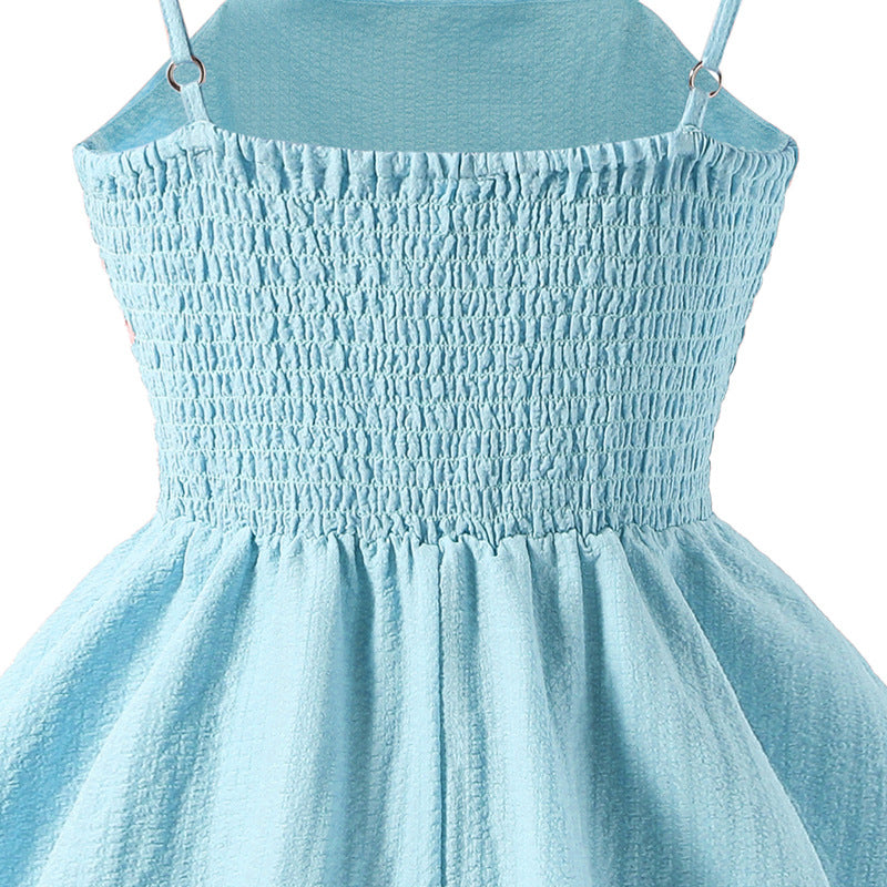 girls' princess dress, foreign trade children's clothing,  summer new european and american style, big and medium girls' bowknot suspender dress