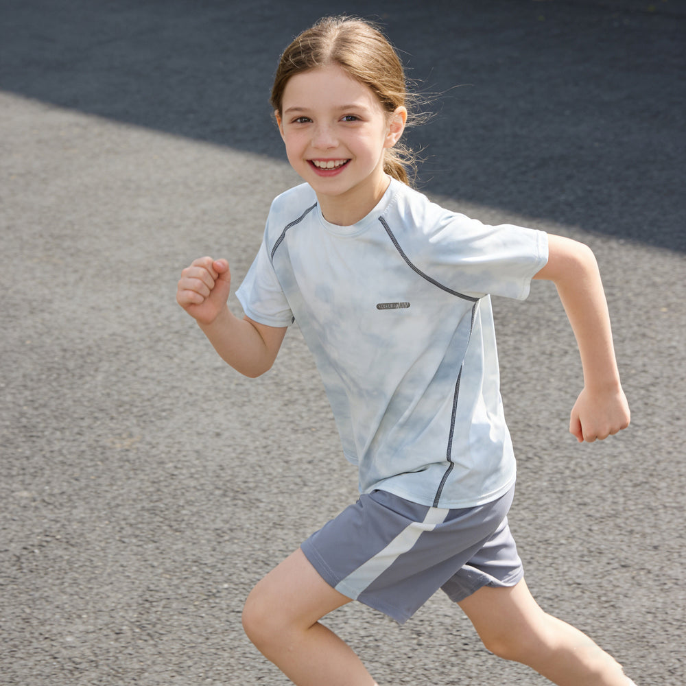 Girls' short-sleeve t-shirt,  new arrival: cool-touch half-sleeve top for girls, summer clothing, youth sports training wear, lightweight t-shirt