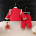 Winter outfit kids new year's clothes first birthday baby formal wear set boys' new year's greeting outfit girls' festive hanfu two-piece trendy set