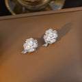 Exquisite full diamond four-leaf clover stud earrings and necklace set - women's fashion, light luxury, minimalist, versatile pendant, premium titanium steel jewelry wholesale
