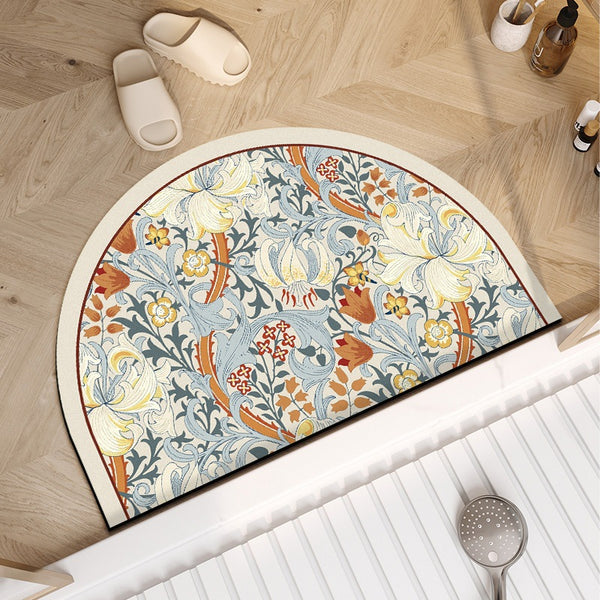 Bathroom floor mat American soft diatom mud absorbent foot mat toilet door non-slip toilet bathroom semi-round carpet