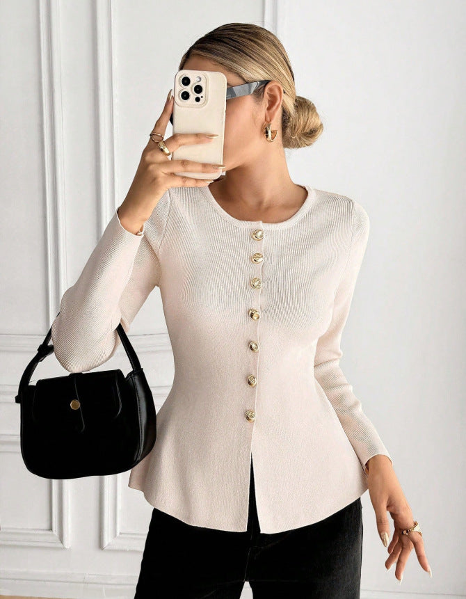 european and american cross-border new women's elegant fashion chanel-inspired round neck knitted sweater