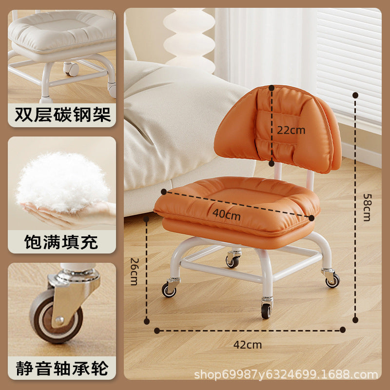 Raised universal wheel, small stool, silent backrest chair, pulley, low stool with baby bench, beautiful seam stool, shoe change household
