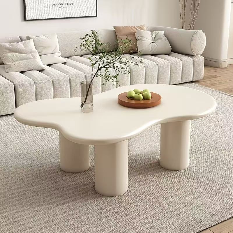Cream cloud coffee table small apartment living room for home movable cart modern light luxury classy storage tea table