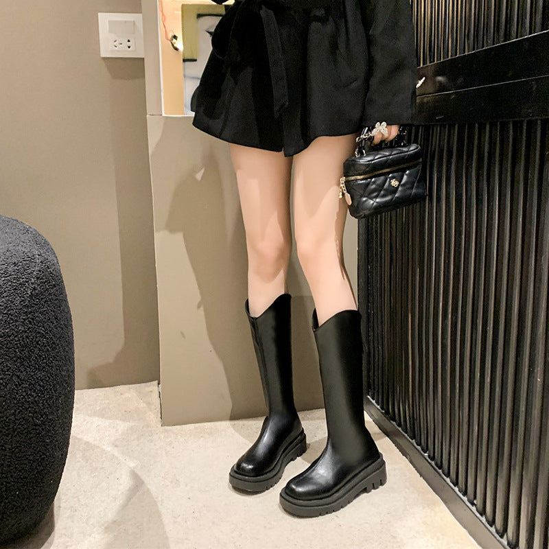 Petites boots for women 2024 new arrivalfall and winter knight boots fleece-linedslimming look boots for women easiest for match k-style trendy