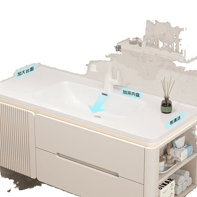 Side storage sink Wash top Oak paint Bathroom cabinet Ceramic integrated basin set Washbasin cabinet combination