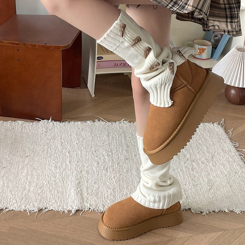 Fleece-lined snow boots for women, thick-soled, 2026 winternew arrival fur all-in-one short boots, thickened non-slip cotton shoes