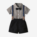 Kidsstripes short-sleeved shirt boys summer first birthday baby dress handsome flower girl overalls boy performance costume
