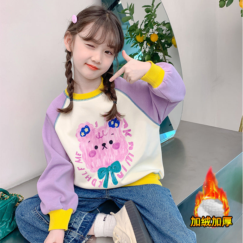 Girls' sweatshirt:  spring/autumn new arrival - trendy, stylish, long-sleeved, loose-fit top. perfect for spring, popular online, cute kids' clothing