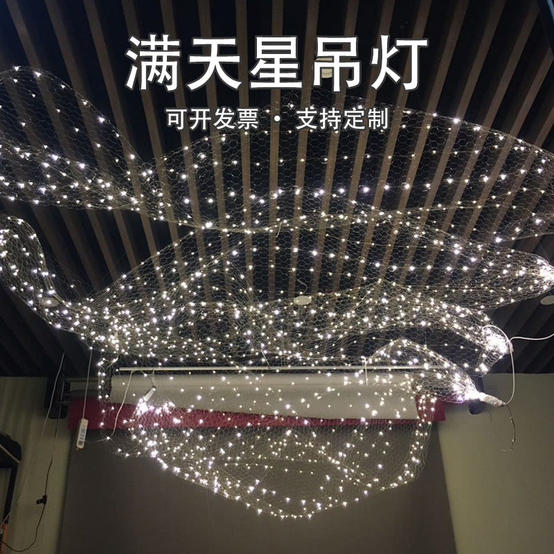 Wedding props led starry sky net gypsy star chandelier decoration wedding stage decoration light copper wire light starry sky top