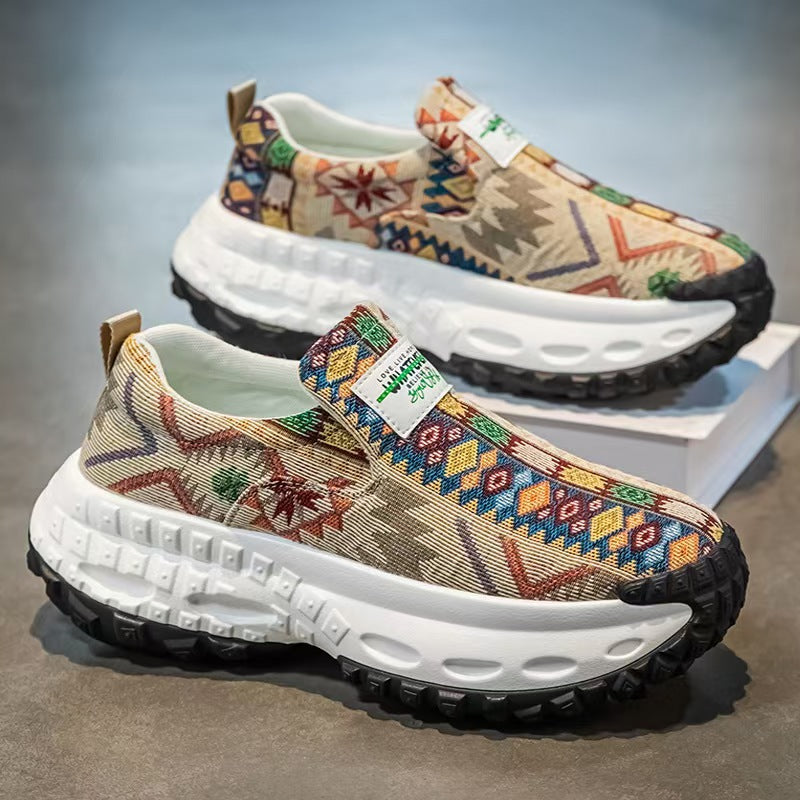 2025 winter new men's chunky platform sneakers - slip-on casual athletic shoes, anti-slip, wear-resistant, and breathable