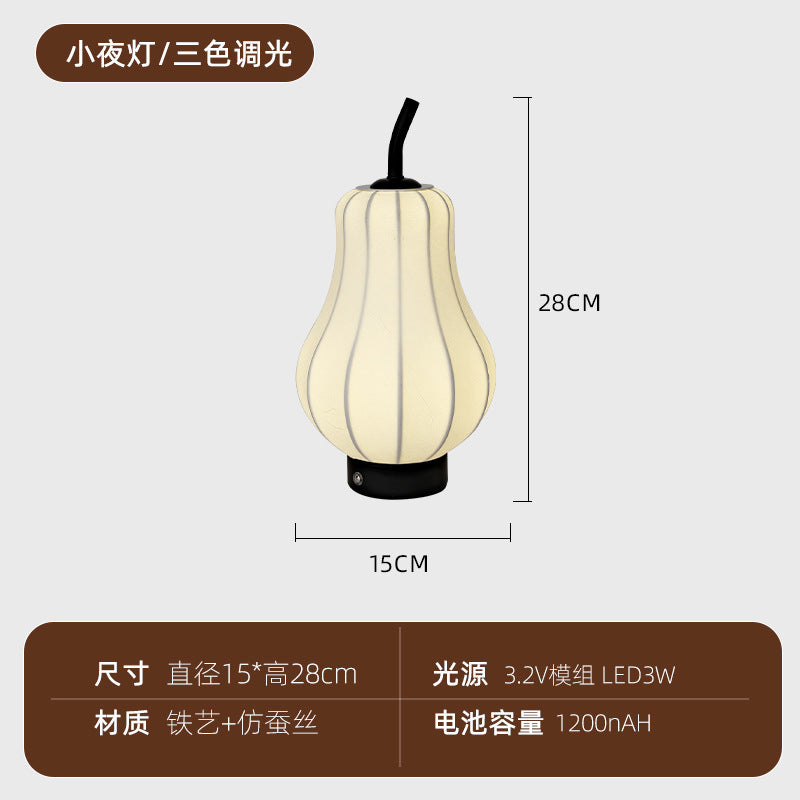 Used pear table lamp - bedroom bedside, sydney silk, vintage rechargeable, living room, wabi-sabi style, boutique hotel artistic ambient lighting