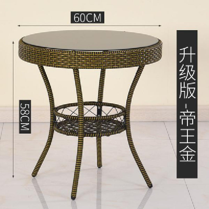Simple balcony small tea table for home small apartment tea table living room rattan small coffee table table and chair combination glass round