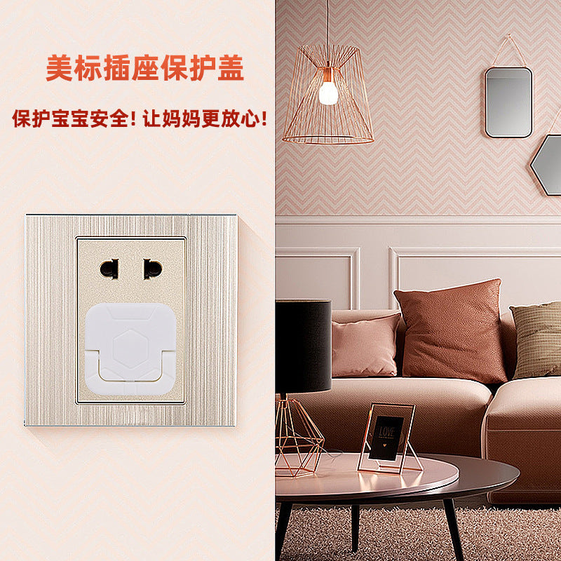 Us standard anti-shock socket cover, baby safety pull ring, power outlet protector, childproof uk/us plug cover