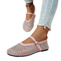 Women's flat shoes for cross-border e-commerce:  summer new collection - mesh mary janes with rhinestone embellishments, single strap casual flats