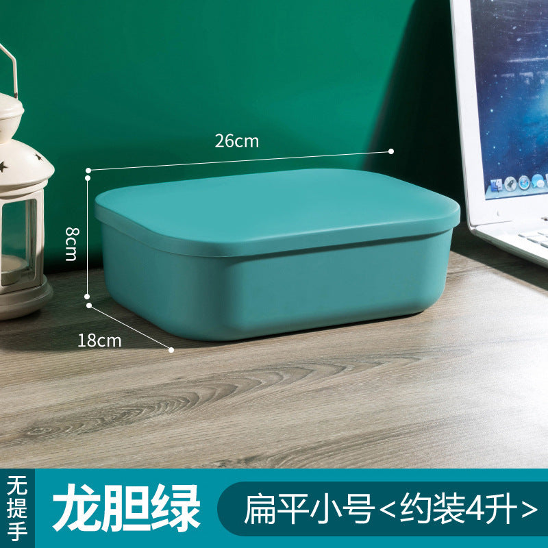 Household contrasting color storage box, wardrobe clothes sorting box with lid, large storage basket, sundries storage box, plastic.