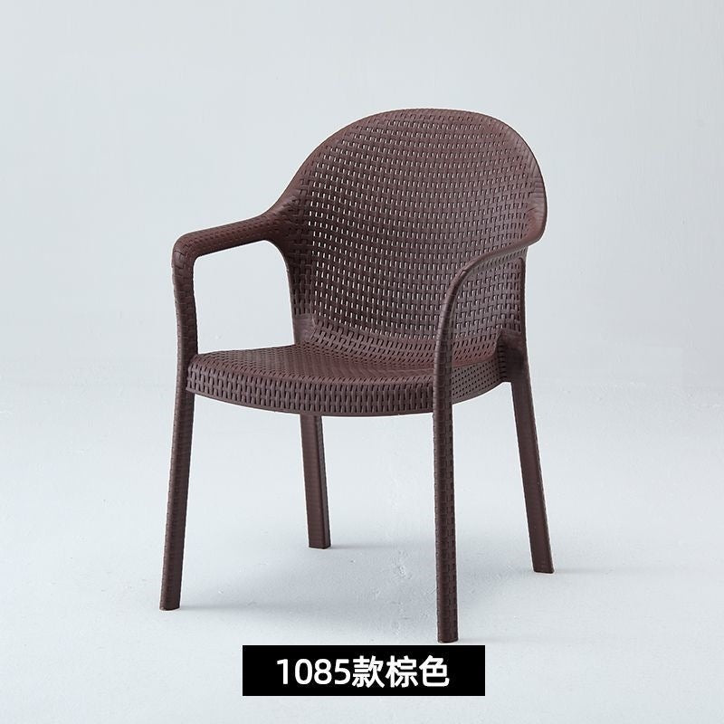 Outdoor patio plastic stool single chair single backrest imitation rattan chair balcony leisure area layout milk tea shop others